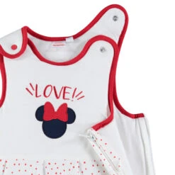 Turbulette Sans Manches à Pois En Coton Bio Minnie Disney -Bébé Literie Magasin AB004B ECR 3 X