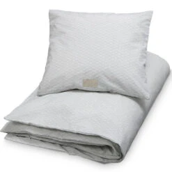 Parure De Lit Bébé En Satin De Coton - Grey Wave