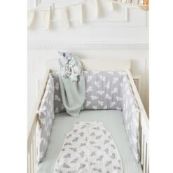 Tour De Lit Respirant En Mousseline De Coton Imprimé éléphants - Gris Clair -Bébé Literie Magasin PCHW6S NoColor 4 X