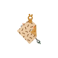 Done By Deer Doudou Plat Avec Anneau De Dentition - Moutarde